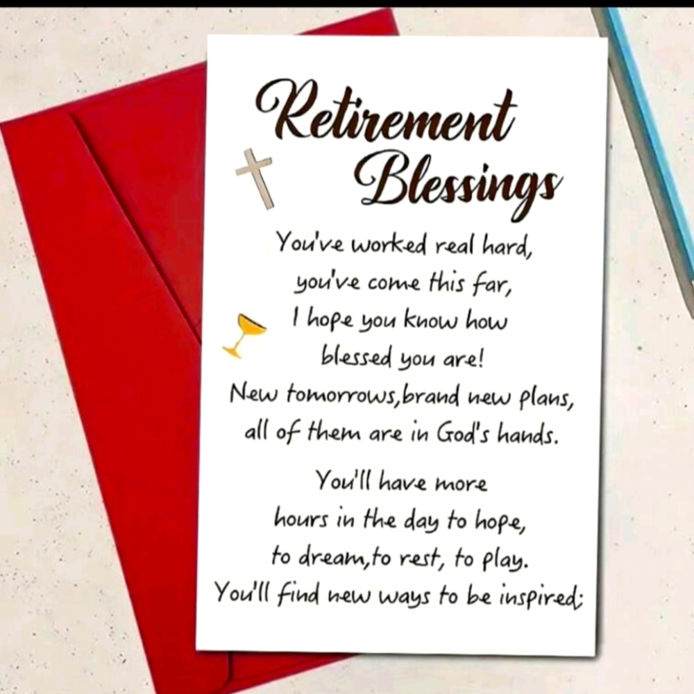 Retirement Blessings Card with Red Envelope
